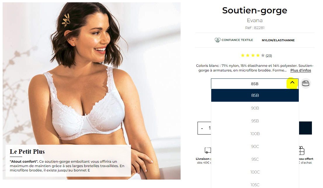 Taille de soutien gorge shops maximum